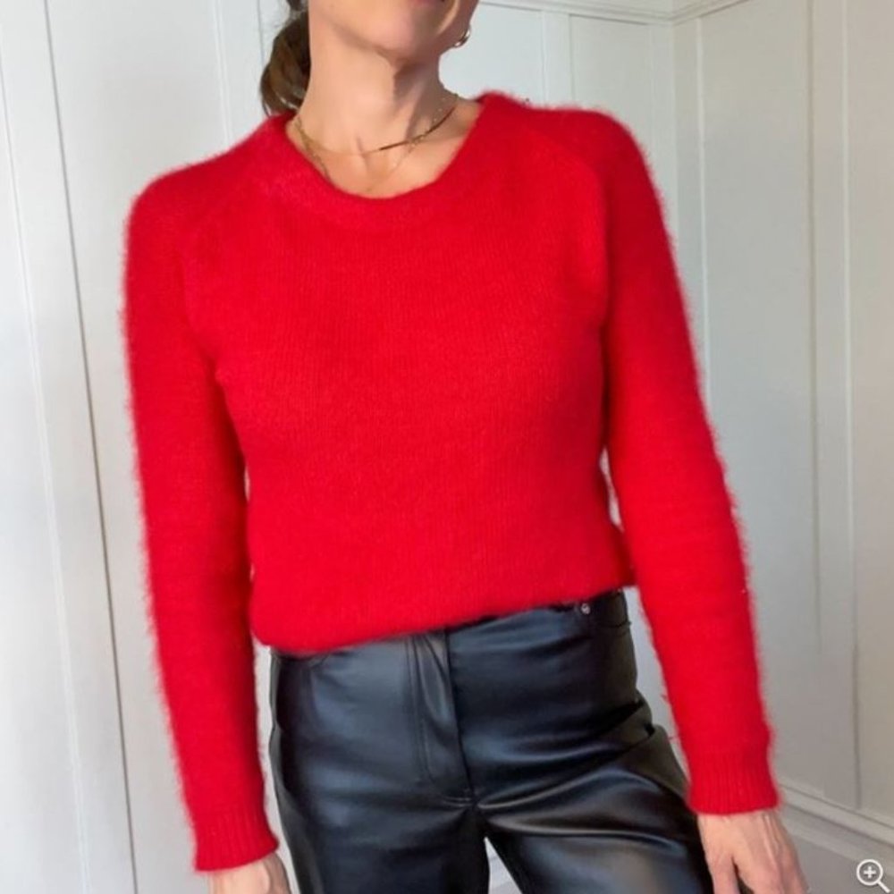 IRO Sara Red Angora Fuzzy Sweater Size US 2